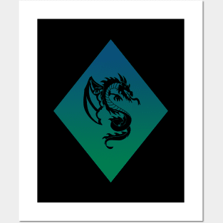 Turquoise Diamond Dragon Posters and Art